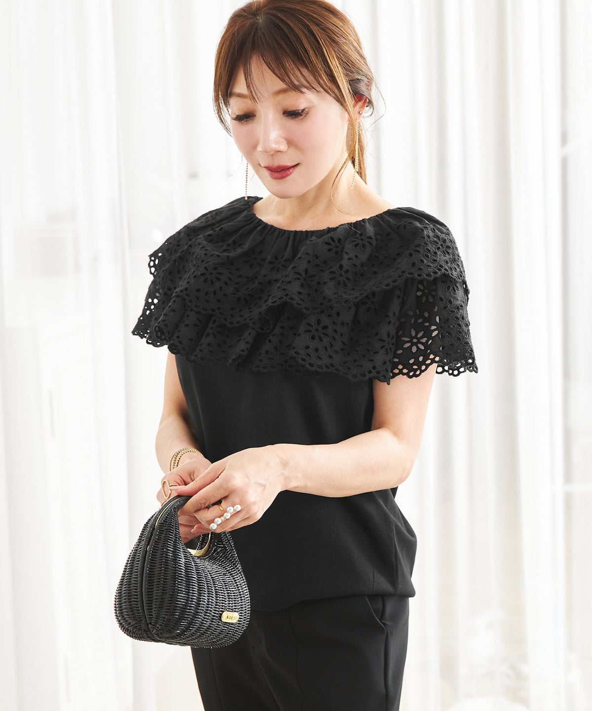 手洗い可 トップス 上品 かわいい 大人カジュアル きれいめ フェニミン おすすめ 白黒 夏 ジョイントスペース