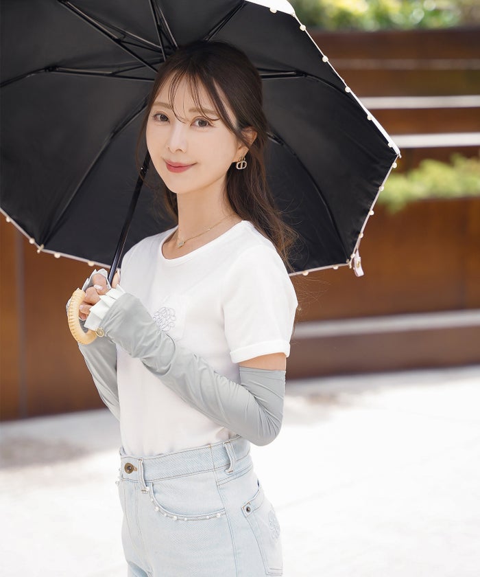 UVカット 紫外線対策 冷房対策 日除け アームカバー 親指付き フリル かわいい フェミニン きれいめ