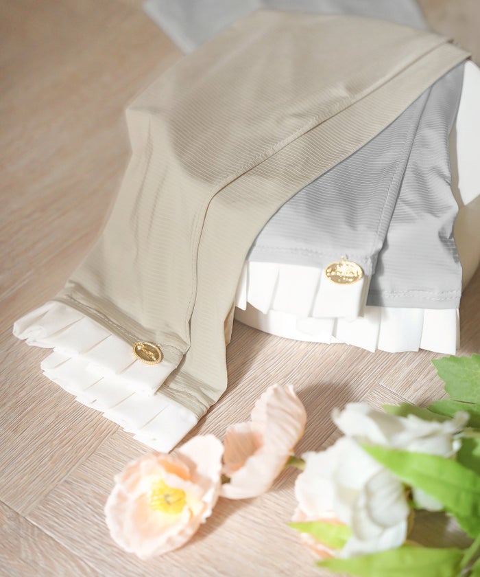 UVカット 紫外線対策 冷房対策 日除け アームカバー 親指付き フリル かわいい フェミニン きれいめ