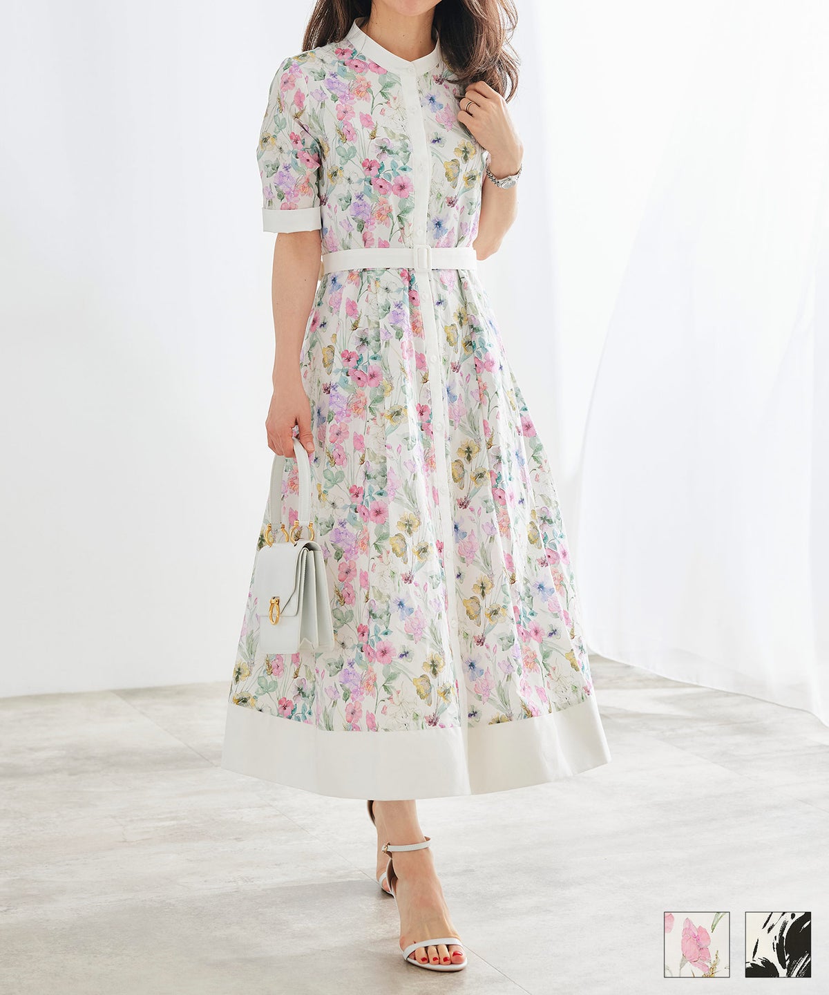 花柄 シャツワンピース ＆BLOOM（アンドブルーム） 