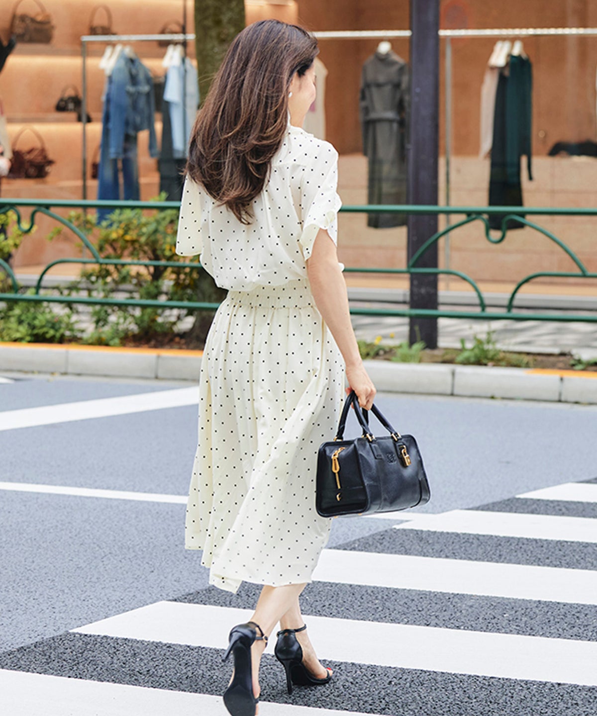 ブラウス アイボリー ドット フレア袖 フリル ボウタイ ジョイントスペース