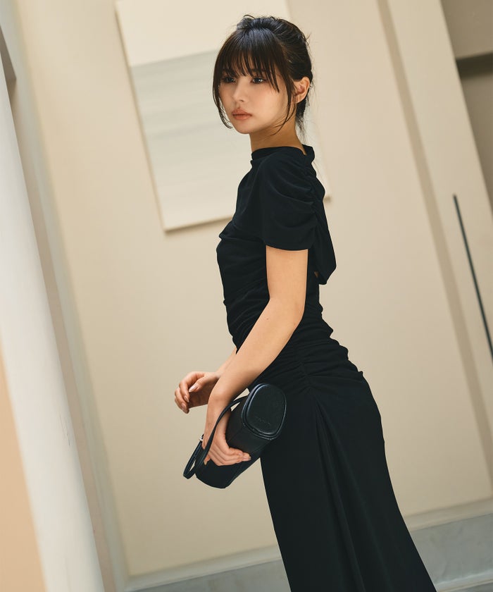 ワンピース ベアワンピース ケープワンピース ドレープワンピース フレアワンピース ロングワンピース 美シルエット スタイルアップドレープ ケープセット ベア ワンピース KINO THE KEI