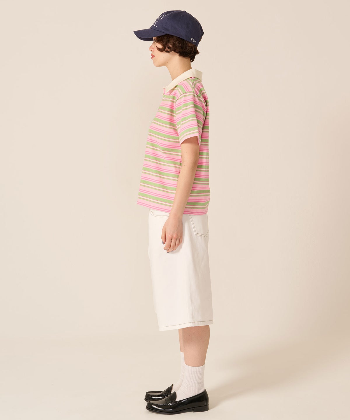 トップス/襟付き/マルチボーダー 半袖 ポロシャツ TINA：JOJUN