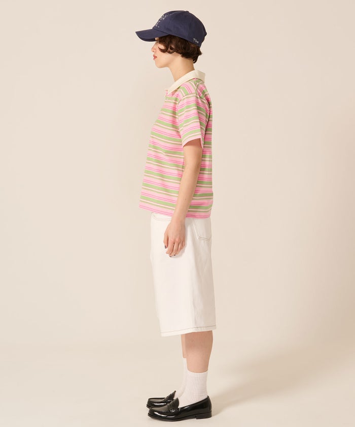 トップス/襟付き/マルチボーダー 半袖 ポロシャツ TINA：JOJUN