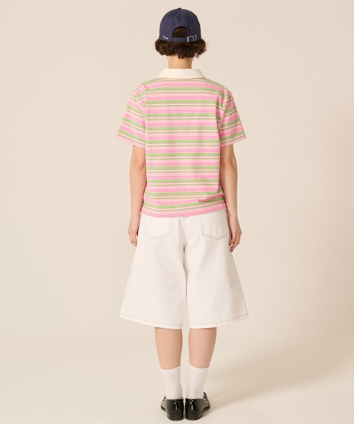 トップス/襟付き/マルチボーダー 半袖 ポロシャツ TINA：JOJUN