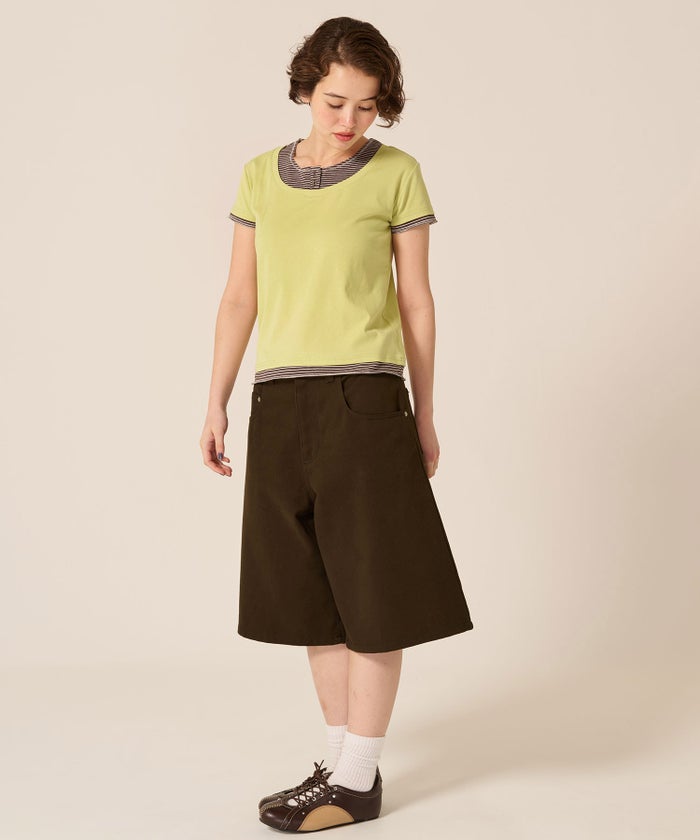 カットソー/Tシャツ/レイヤード風 半袖 Tシャツ TINA：JOJUN