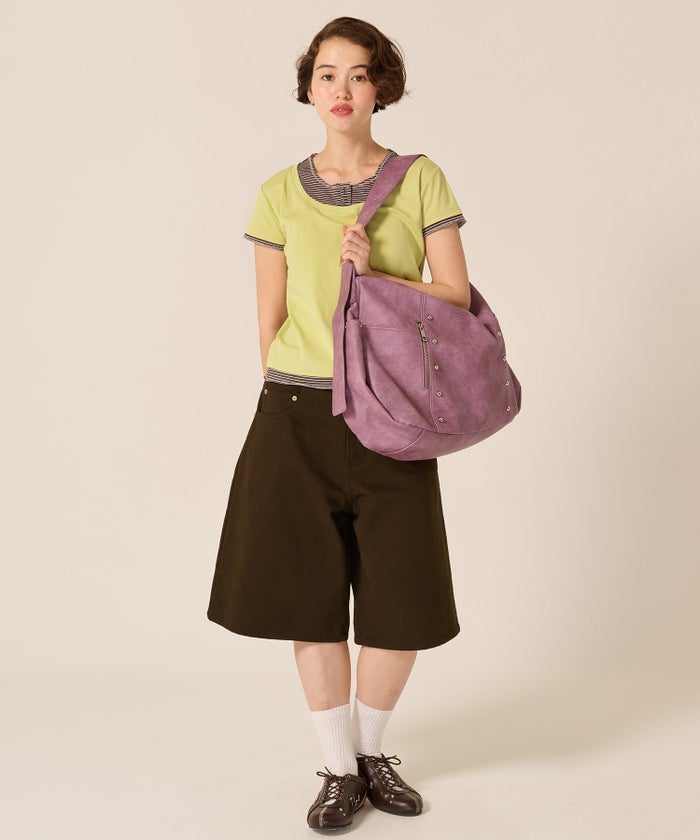 カットソー/Tシャツ/レイヤード風 半袖 Tシャツ TINA：JOJUN