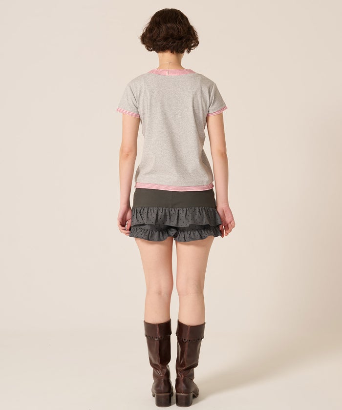 カットソー/Tシャツ/レイヤード風 半袖 Tシャツ TINA：JOJUN