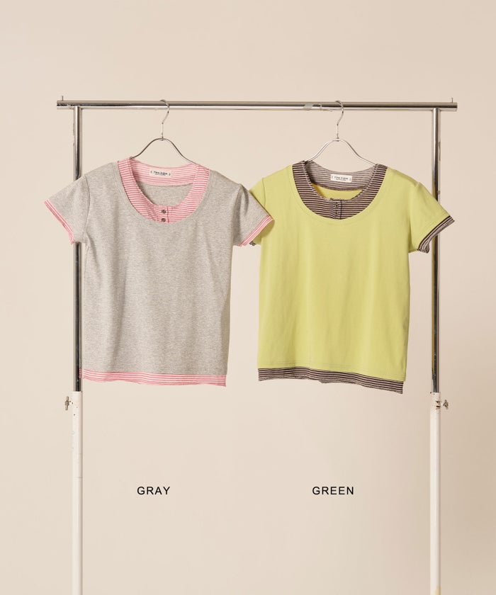 カットソー/Tシャツ/レイヤード風 半袖 Tシャツ TINA：JOJUN