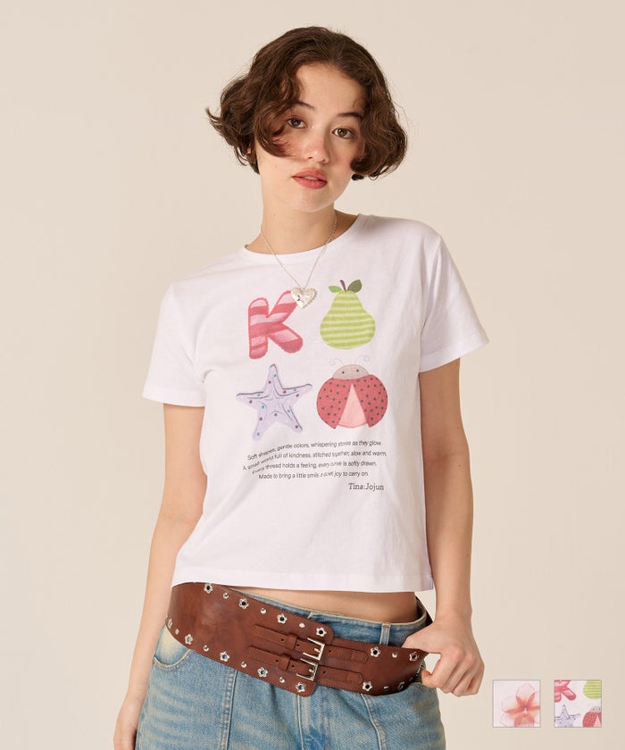 Tシャツ/カットソー/オリジナル/コンパクト プリント 半袖Tシャツ TINA：JOJUN 