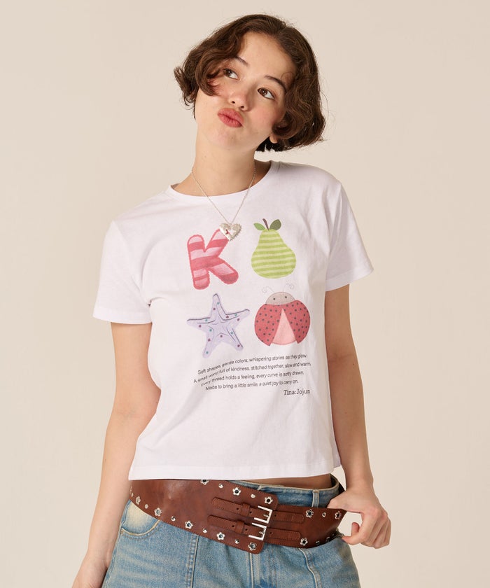 Tシャツ/カットソー/オリジナル/コンパクト プリント 半袖Tシャツ TINA：JOJUN 