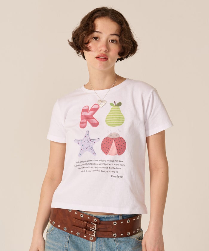Tシャツ/カットソー/オリジナル/コンパクト プリント 半袖Tシャツ TINA：JOJUN 