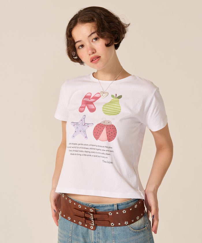 Tシャツ/カットソー/オリジナル/コンパクト プリント 半袖Tシャツ TINA：JOJUN 