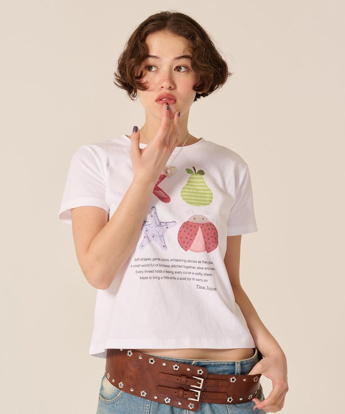 Tシャツ/カットソー/オリジナル/コンパクト プリント 半袖Tシャツ TINA：JOJUN 