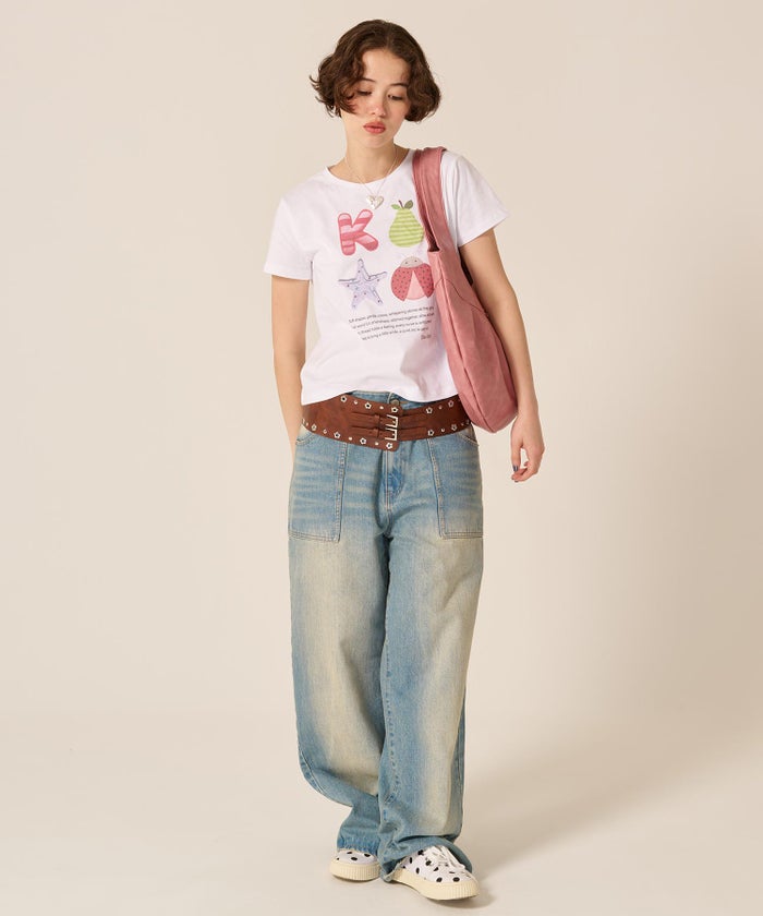Tシャツ/カットソー/オリジナル/コンパクト プリント 半袖Tシャツ TINA：JOJUN 