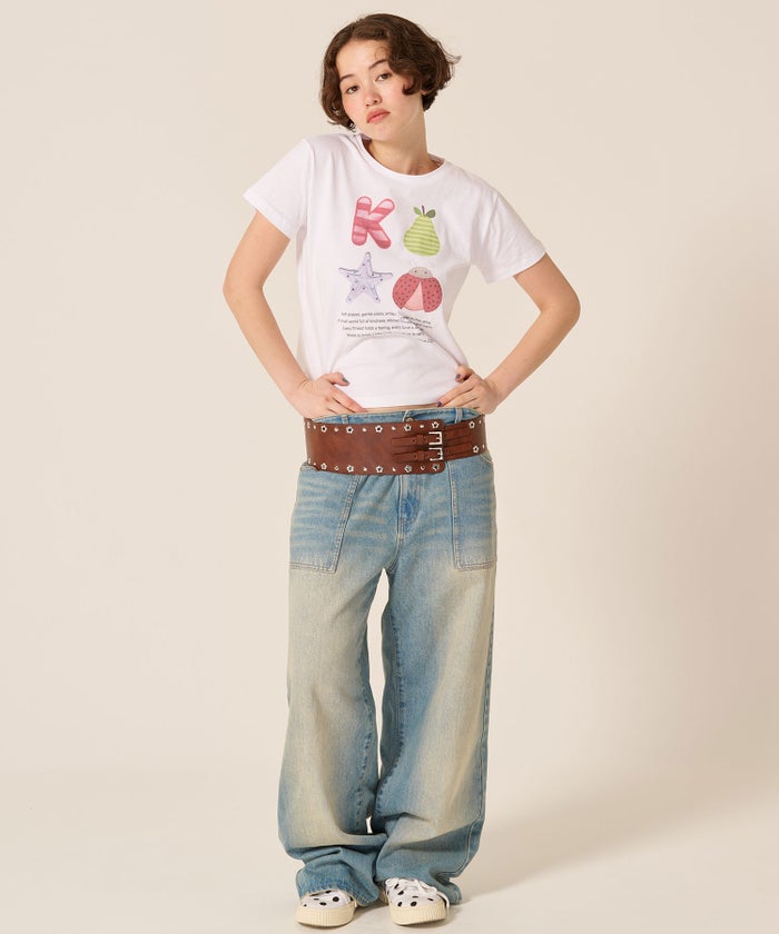 Tシャツ/カットソー/オリジナル/コンパクト プリント 半袖Tシャツ TINA：JOJUN 