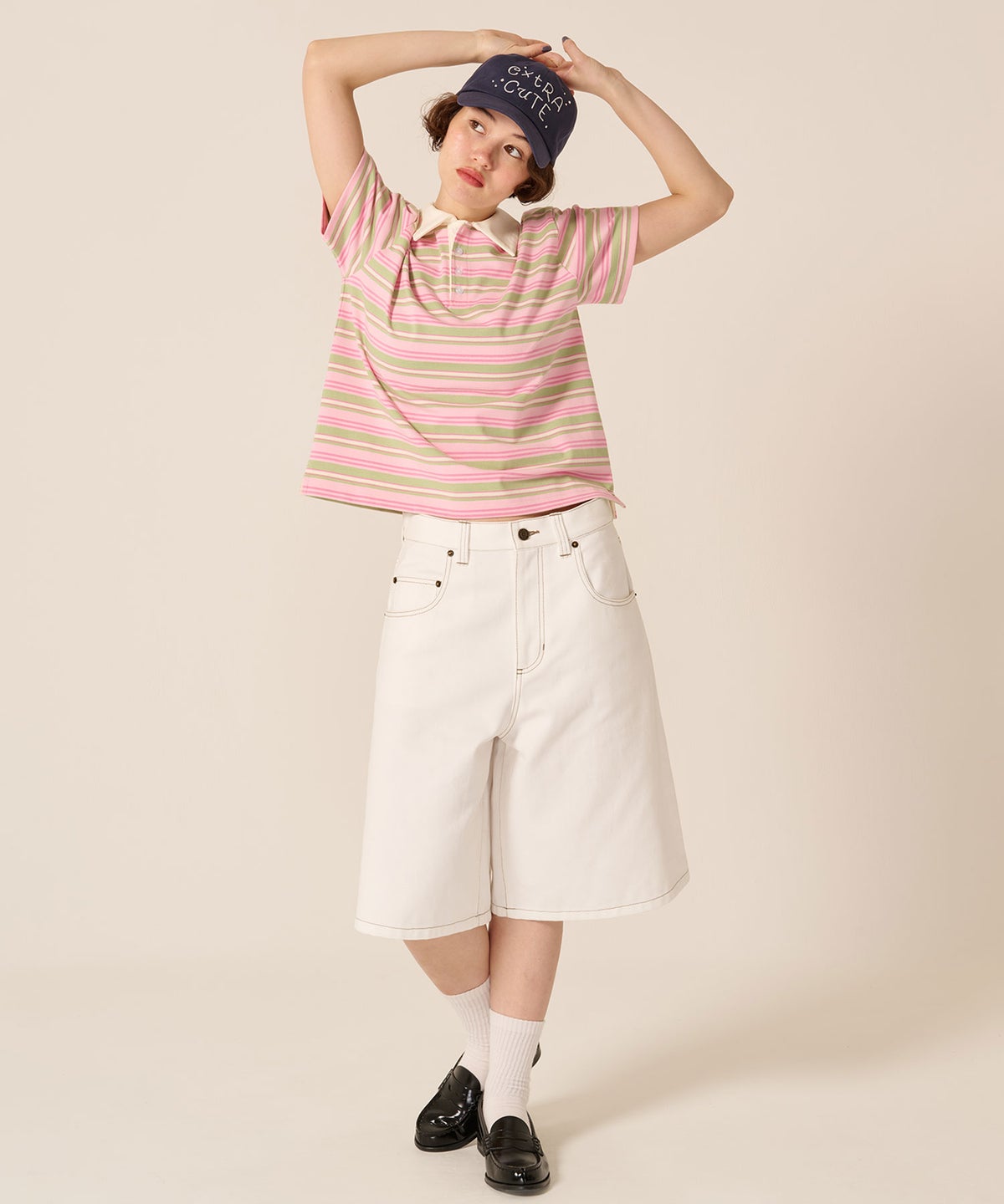 ハーフパンツ/ボトム/オーバーサイズ ハーフ チノパンツ TINA：JOJUN 