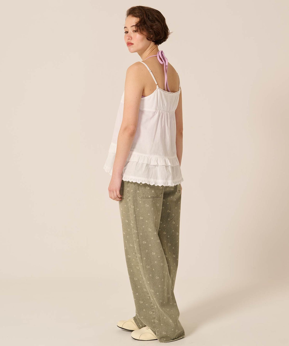 チュニック/キャミ/リボン/ラウンドネック ギャザー キャミ チュニック TINA：JOJUN 