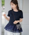 トップス カットソー 半袖 Tシャツ デザイン おしゃれ フリル 裾 シアー オーガンジー 透け感 真夏 春 夏 涼しい 軽やか かわいい スカラップ レディース 20代 30代 40代 フェミニン 上品 エレガント キュート 裾スカラップ 異素材 ヘム ペプラム カットソー le reve vaniller
