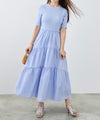 手洗い可 上品 きれいめ 異素材切り替え 大人可愛い カジュアル フェニミン オフィス フェミニン 夏 ジョイントスペース ニットドッキングワンピース Liala×PG