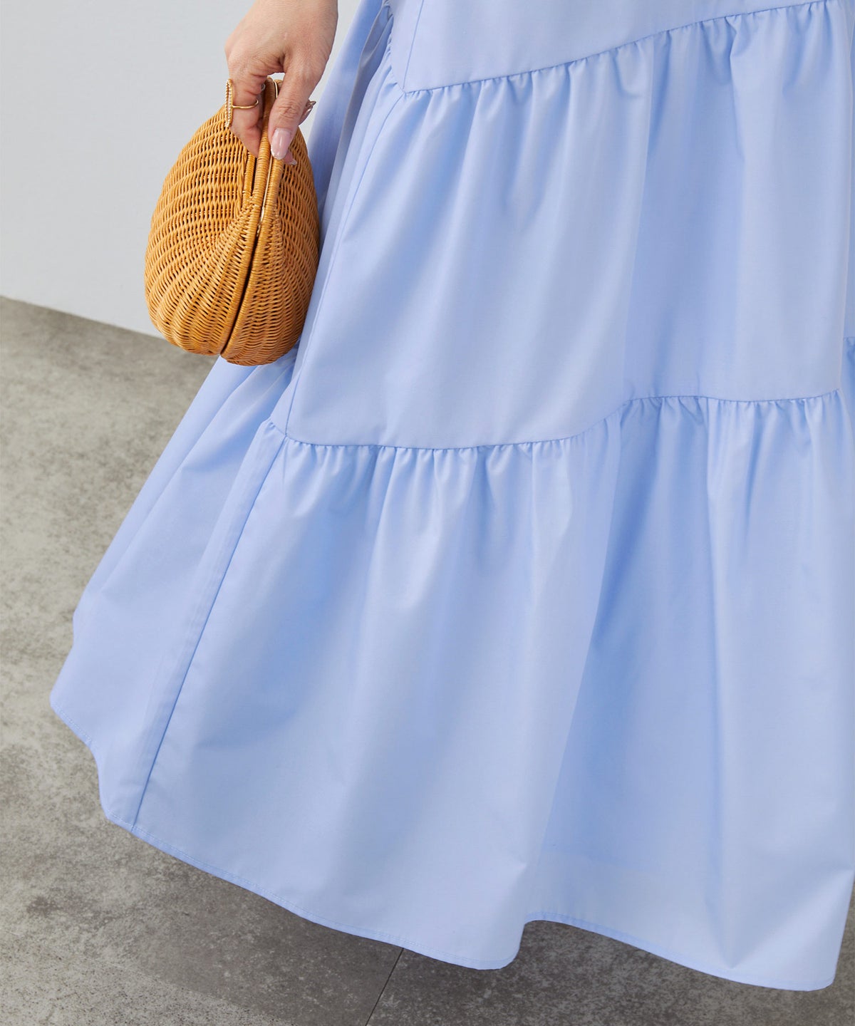 手洗い可 上品 きれいめ 異素材切り替え 大人可愛い カジュアル フェニミン オフィス フェミニン 夏 ジョイントスペース ニットドッキングワンピース Liala×PG