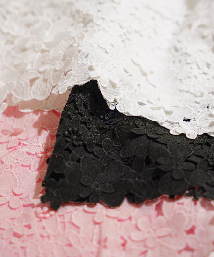 手洗い可 かわいい 上品 きれいめ 大人カジュアル オフィス フォーマル フェミニン シンプル 柄 ジョイントスペース 立体レースブラウス Liala×PG