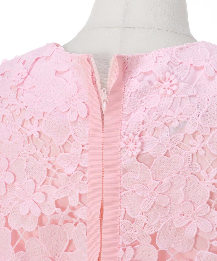 手洗い可 かわいい 上品 きれいめ 大人カジュアル オフィス フォーマル フェミニン シンプル 柄 ジョイントスペース 立体レースブラウス Liala×PG