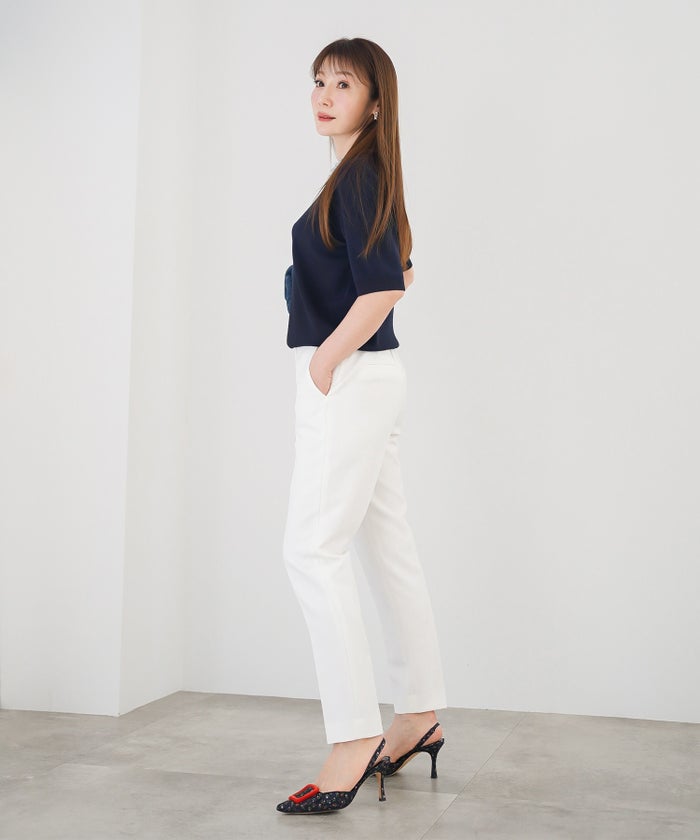 手洗い可 レディース 春夏 大人可愛い 上品 きれいめ オフィス 大人カジュアル フェミニン ジョイントスペース ツイードフリンジニット Liala×PG
