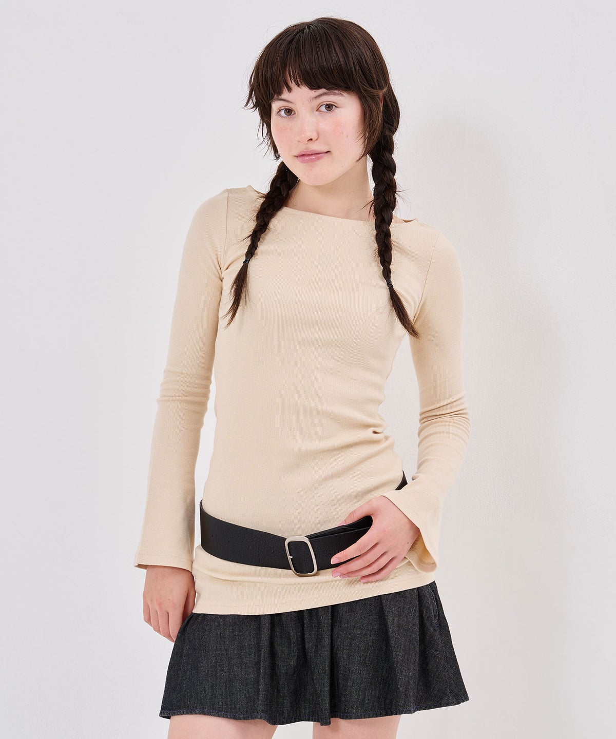 ロンT/ワンショル/スリムフィット カット ワンピース TINA：JOJUN