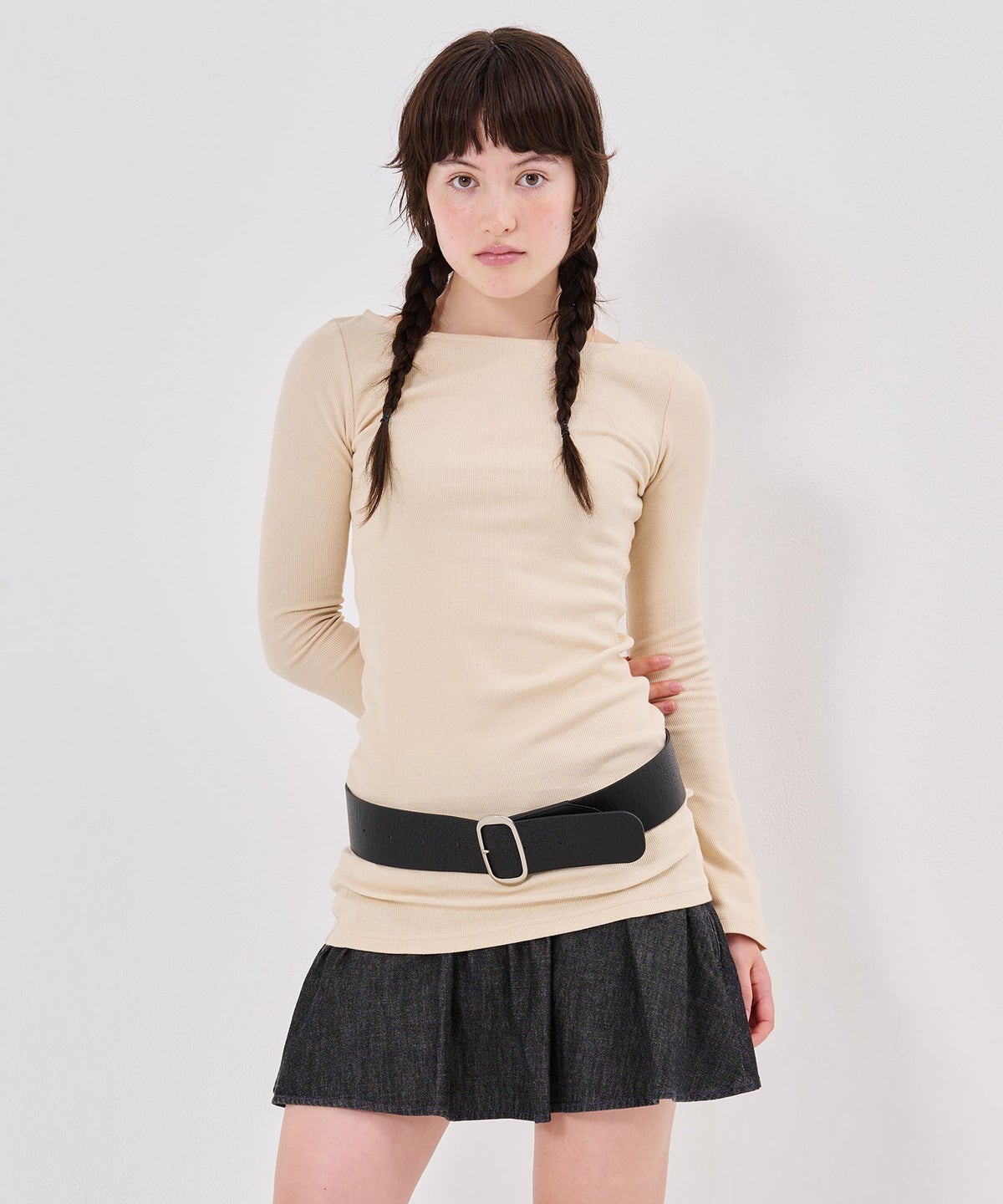 ロンT/ワンショル/スリムフィット カット ワンピース TINA：JOJUN