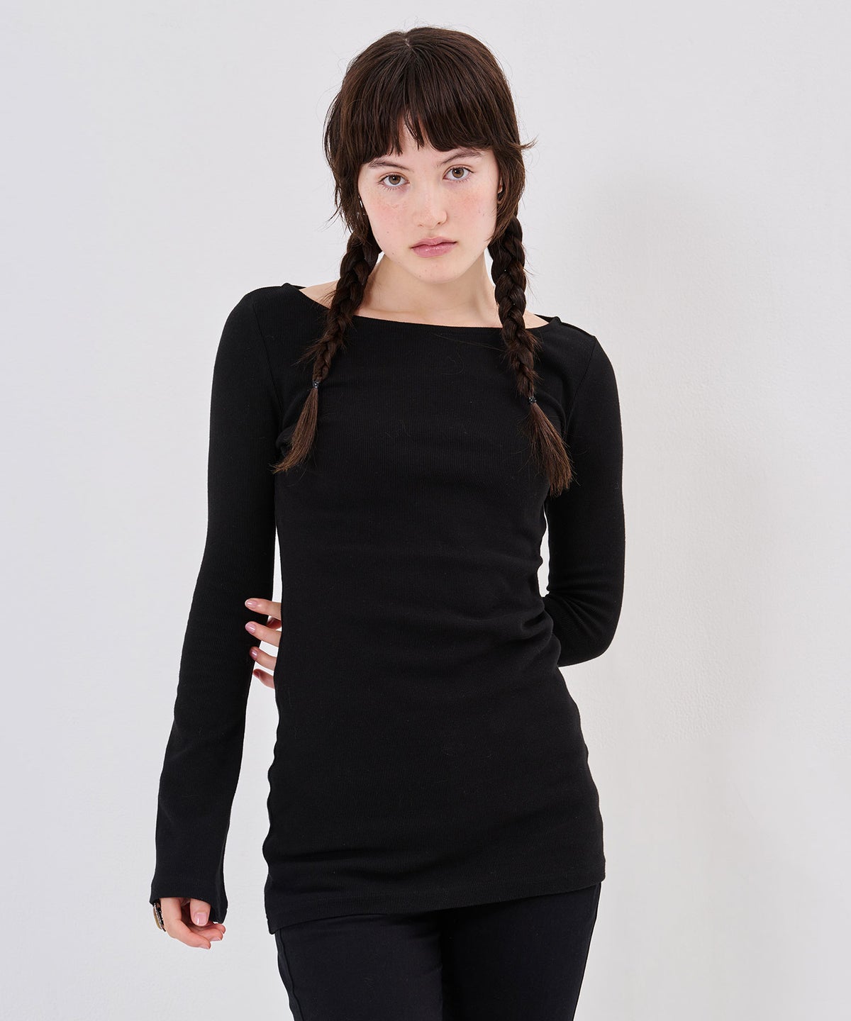 ロンT/ワンショル/スリムフィット カット ワンピース TINA：JOJUN