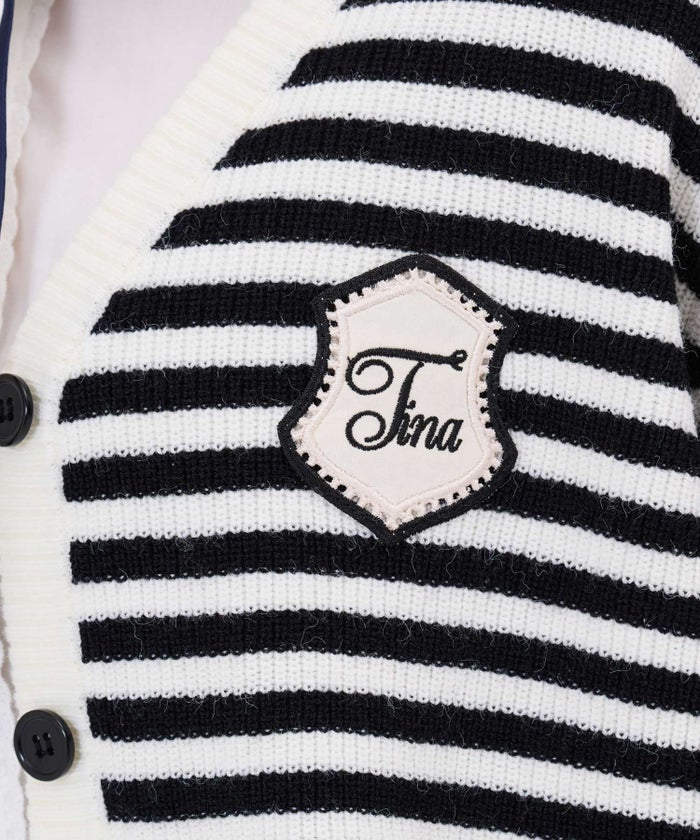 トップス/刺繍/ワッペン付き Vネック ニット カーディガン TINA：JOJUN