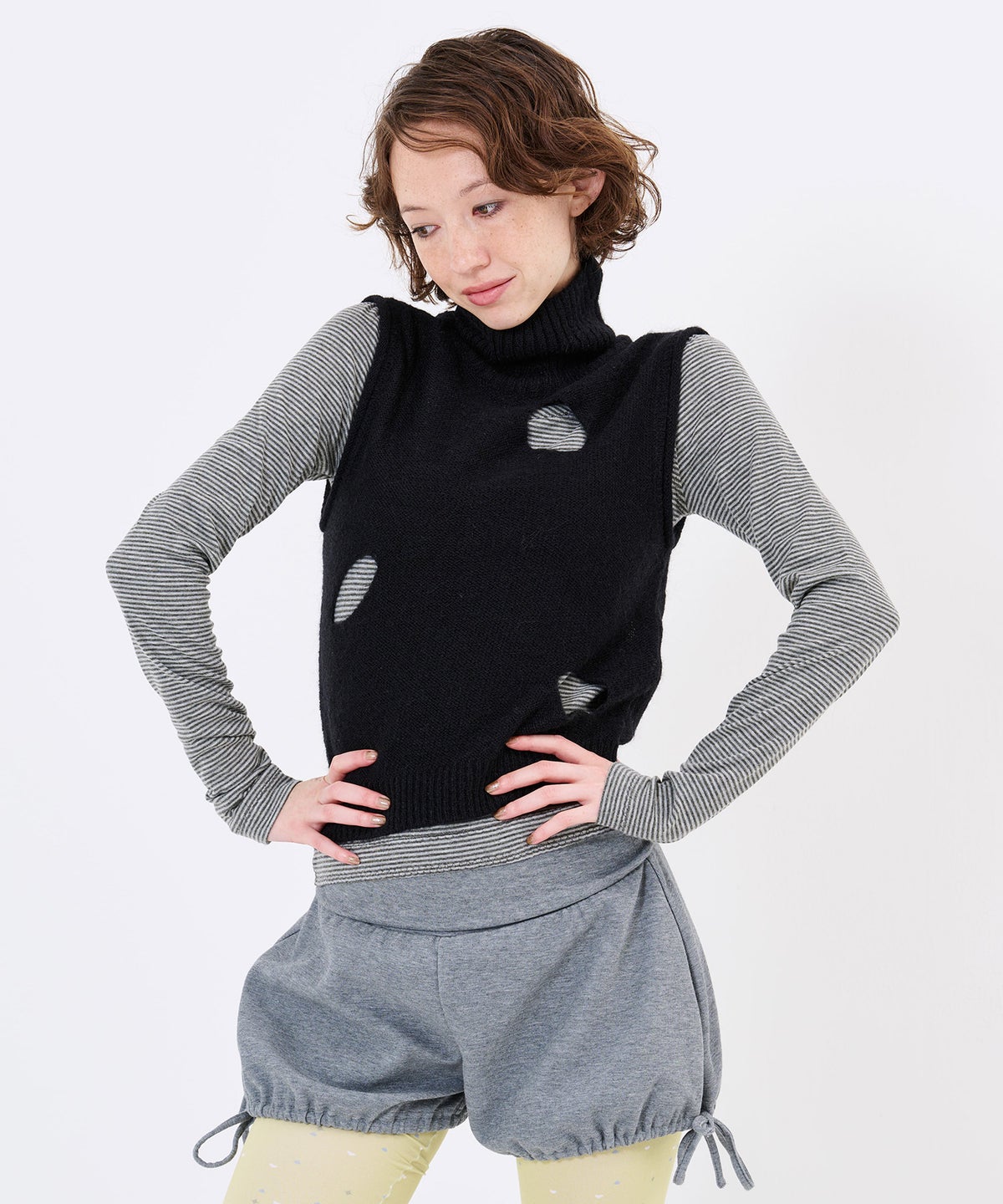 トップス/ロンT/レイヤード デザイン ボーダー カットソー TINA：JOJUN