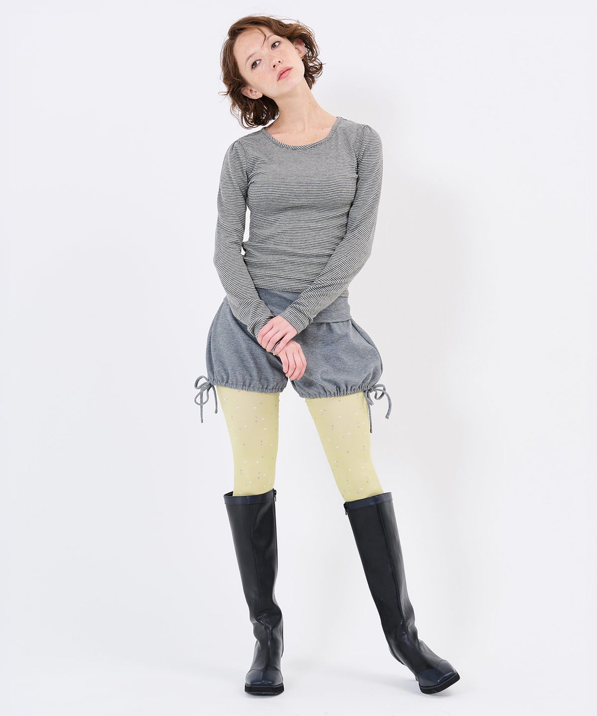 トップス/ロンT/レイヤード デザイン ボーダー カットソー TINA：JOJUN