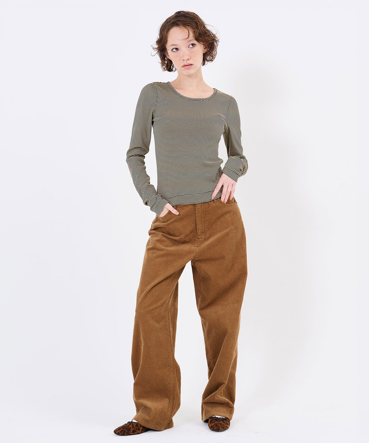 トップス/ロンT/レイヤード デザイン ボーダー カットソー TINA：JOJUN