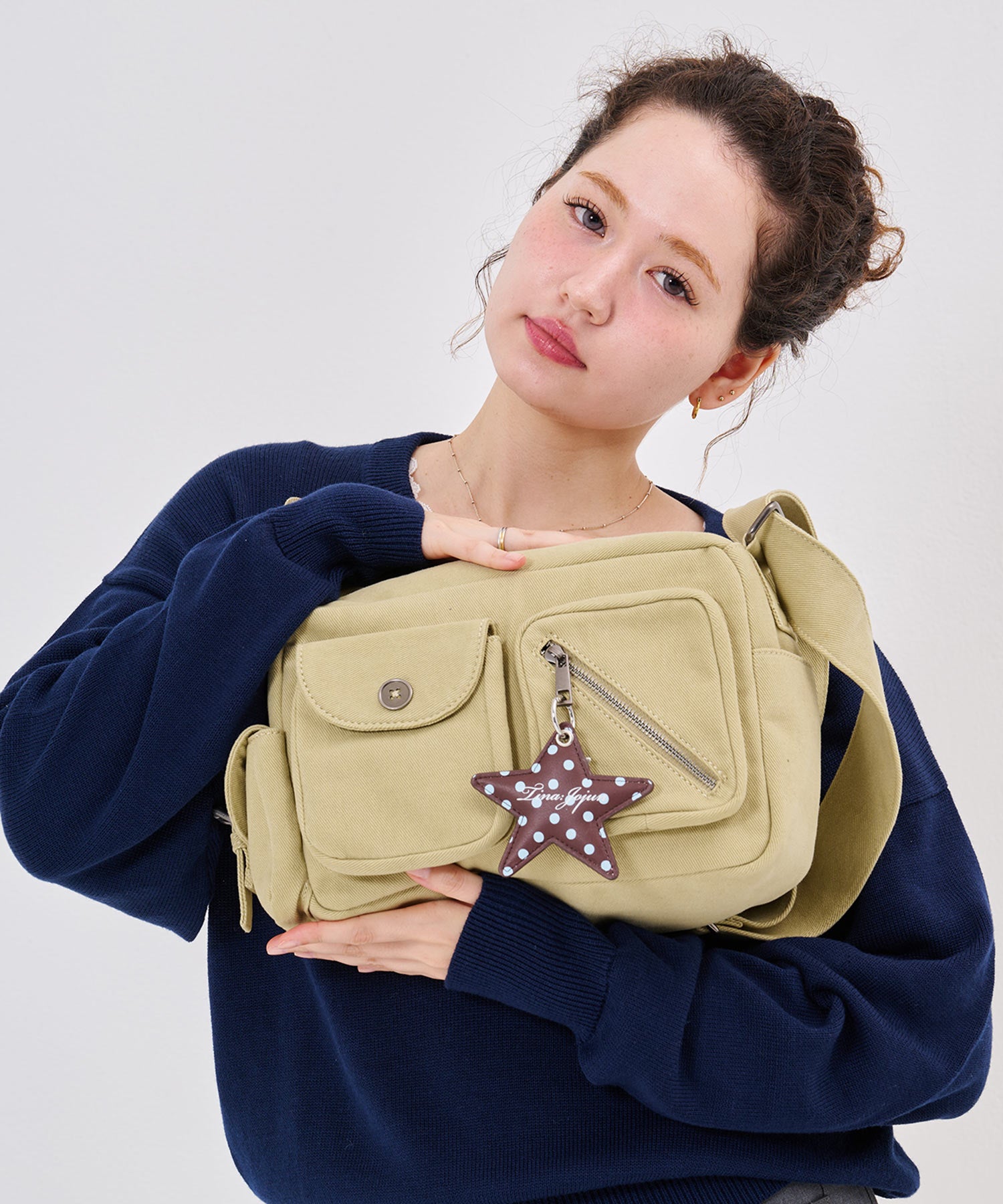 tina:jojun 星付き ショルダーバッグ オリーブ 2026 AW 星付き ショルダー バッグ TINA：JOJUN 全2色｜tnj932-1316【3
