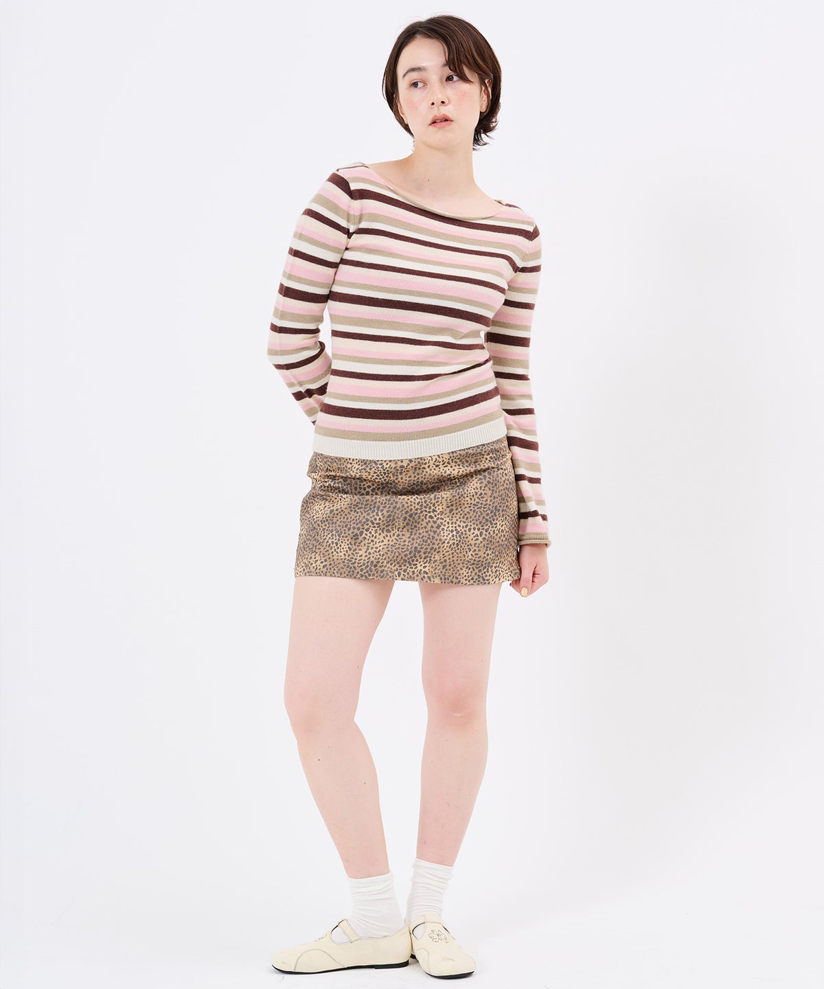 トップス/ニット/2026Limited Edition ボーダー フレア スリーブ プルオーバー TINA：JOJUN