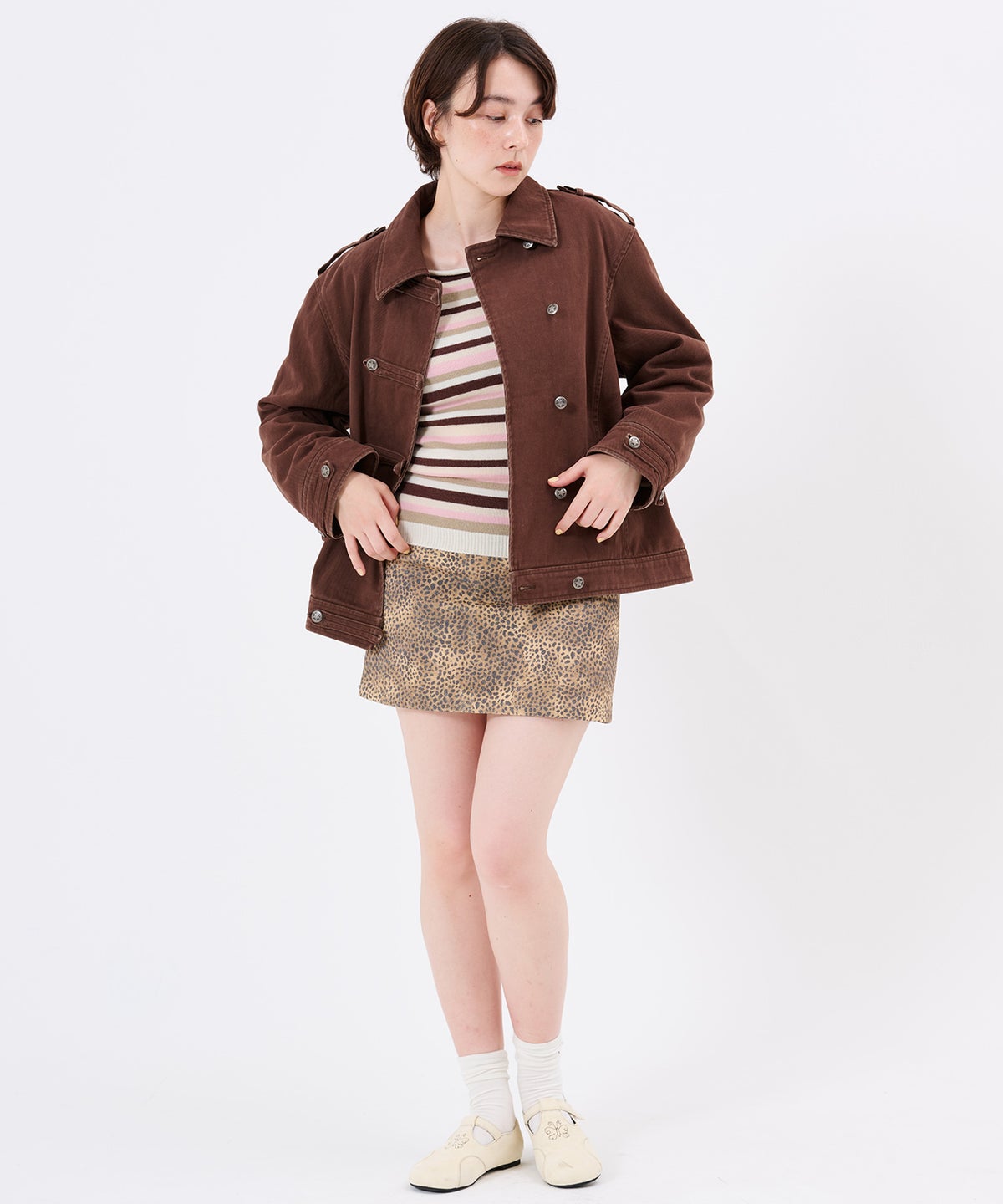 トップス/ニット/2026Limited Edition ボーダー フレア スリーブ プルオーバー TINA：JOJUN