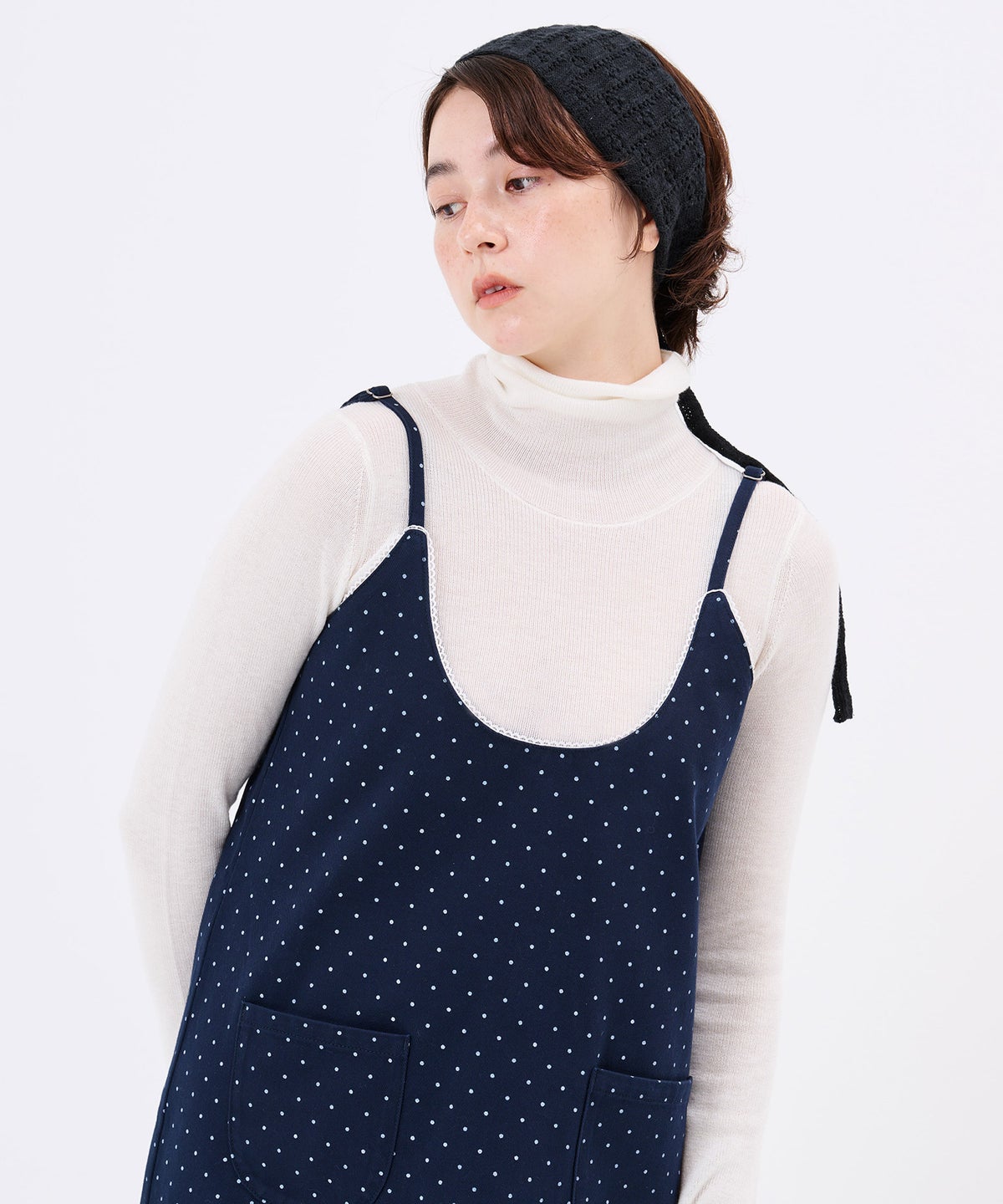 ヘアバンド/ヘアアクセサリー/スラブヤーン透かし編みニットヘアバンドTINA：JOJUN