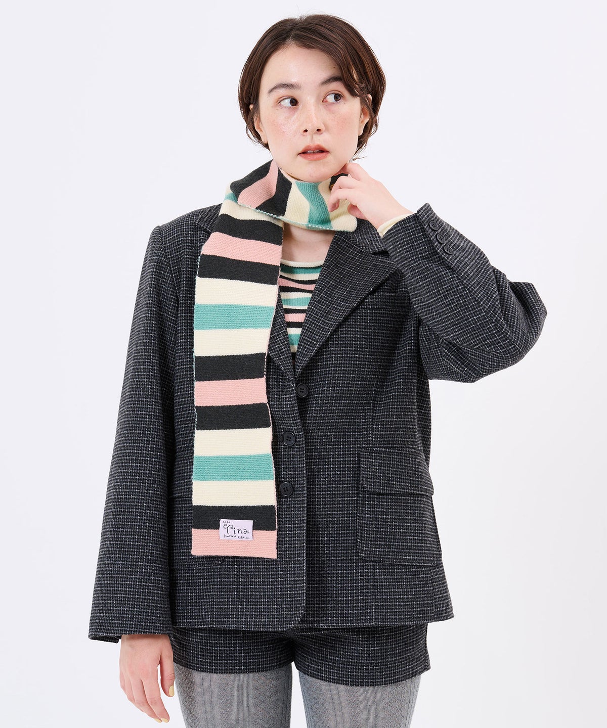 防寒/ニット/2026Limited Edition ボーダー マフラー TINA：JOJUN