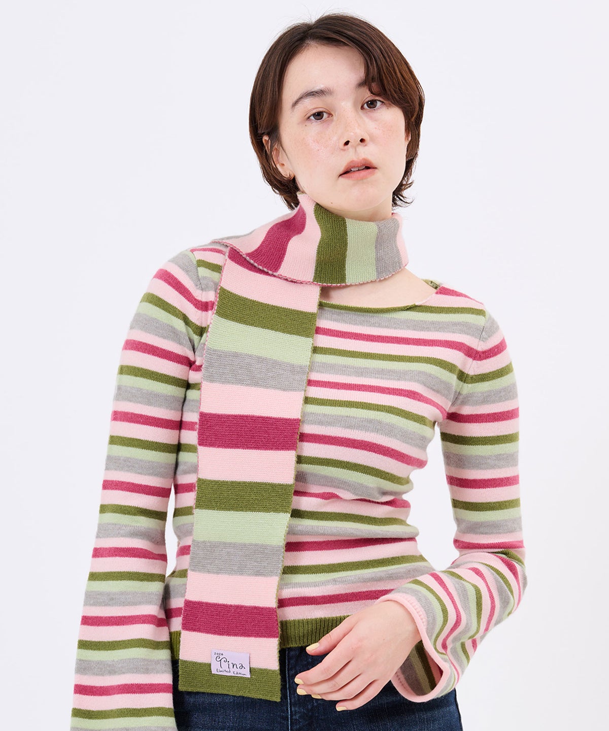 防寒/ニット/2026Limited Edition ボーダー マフラー TINA：JOJUN