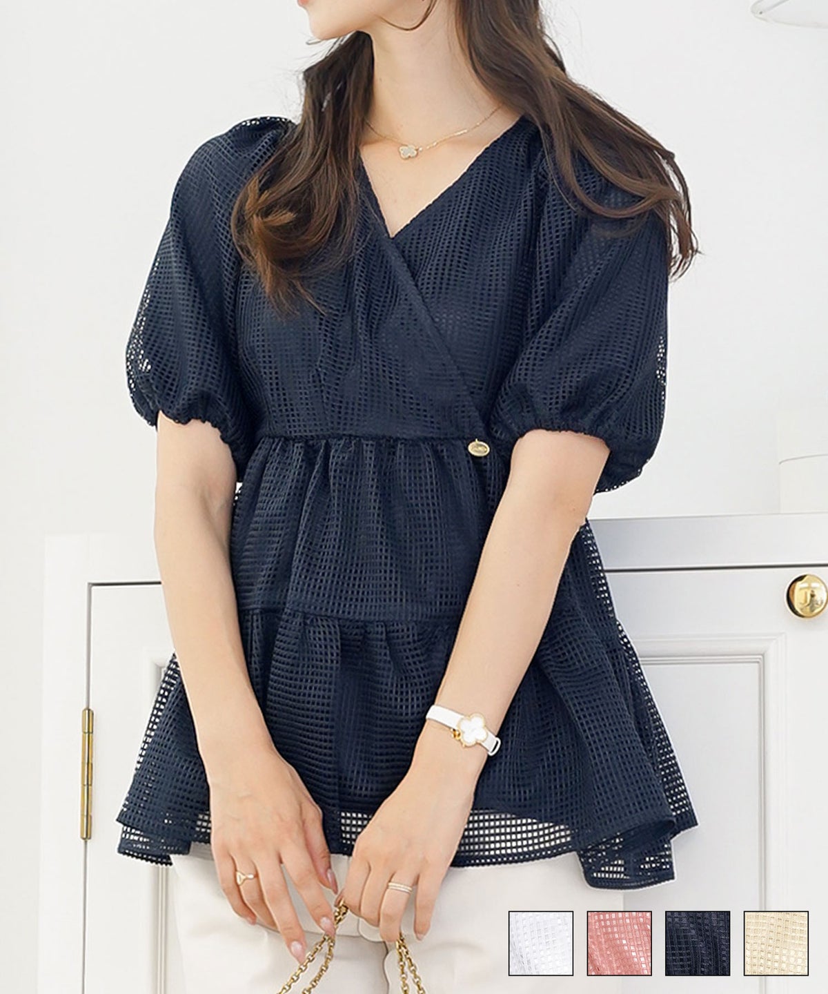 メッシュレース カシュクール ブラウス le reve vaniller