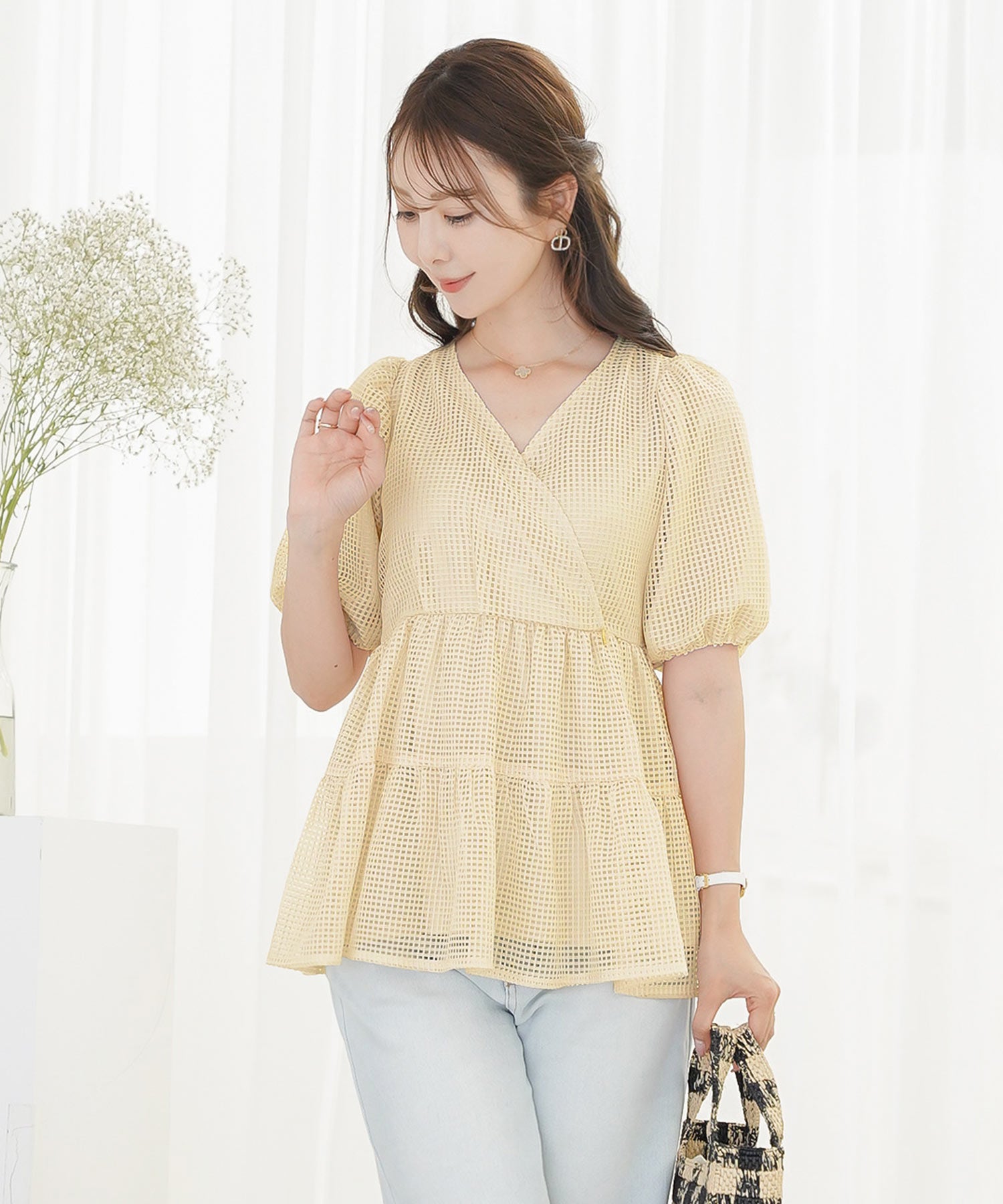 メッシュレース カシュクール ブラウス le reve vaniller 全4色
