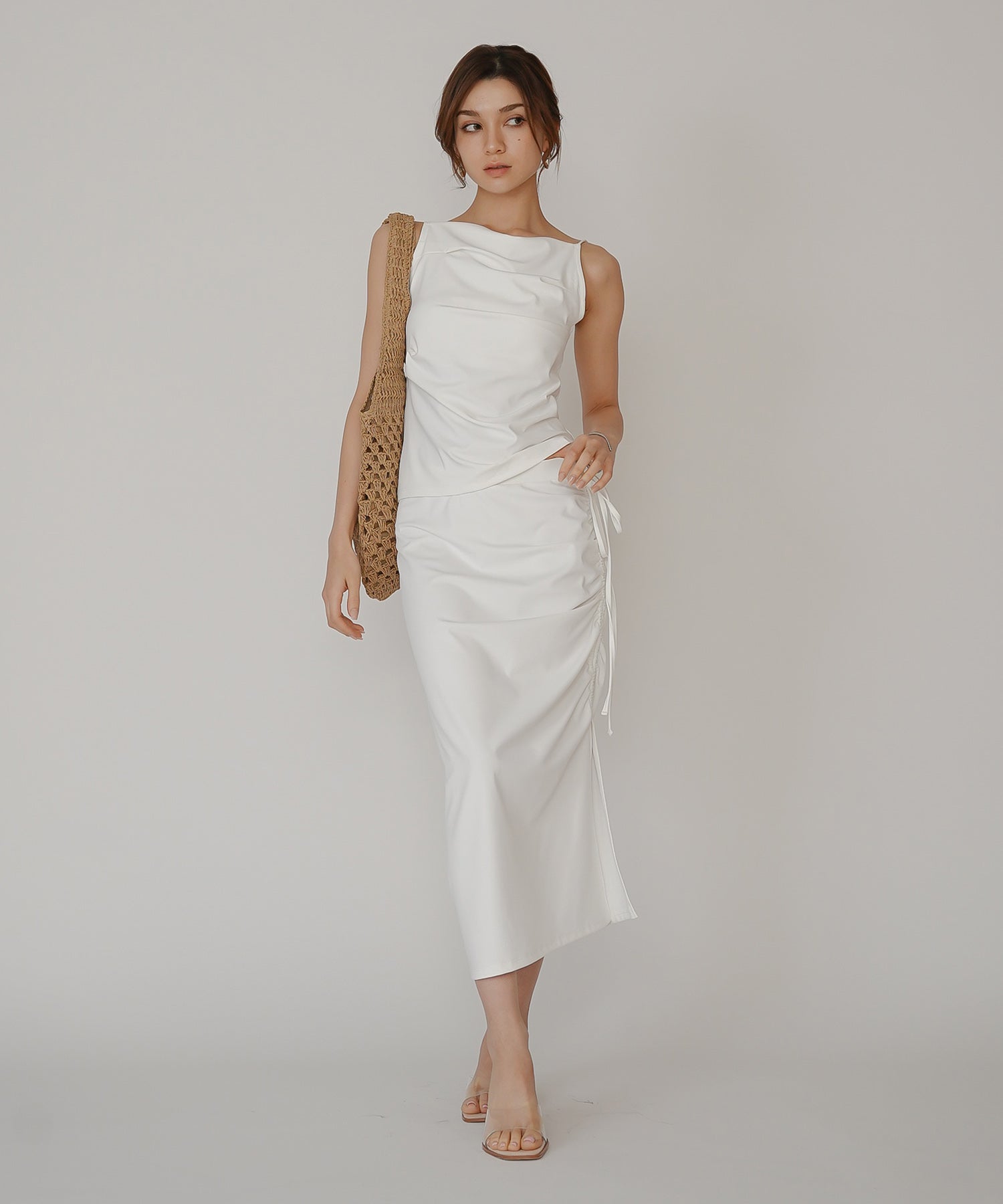 WATERSIDE＆DAILYWEAR］ドローストリング アレンジスカート KINO THE