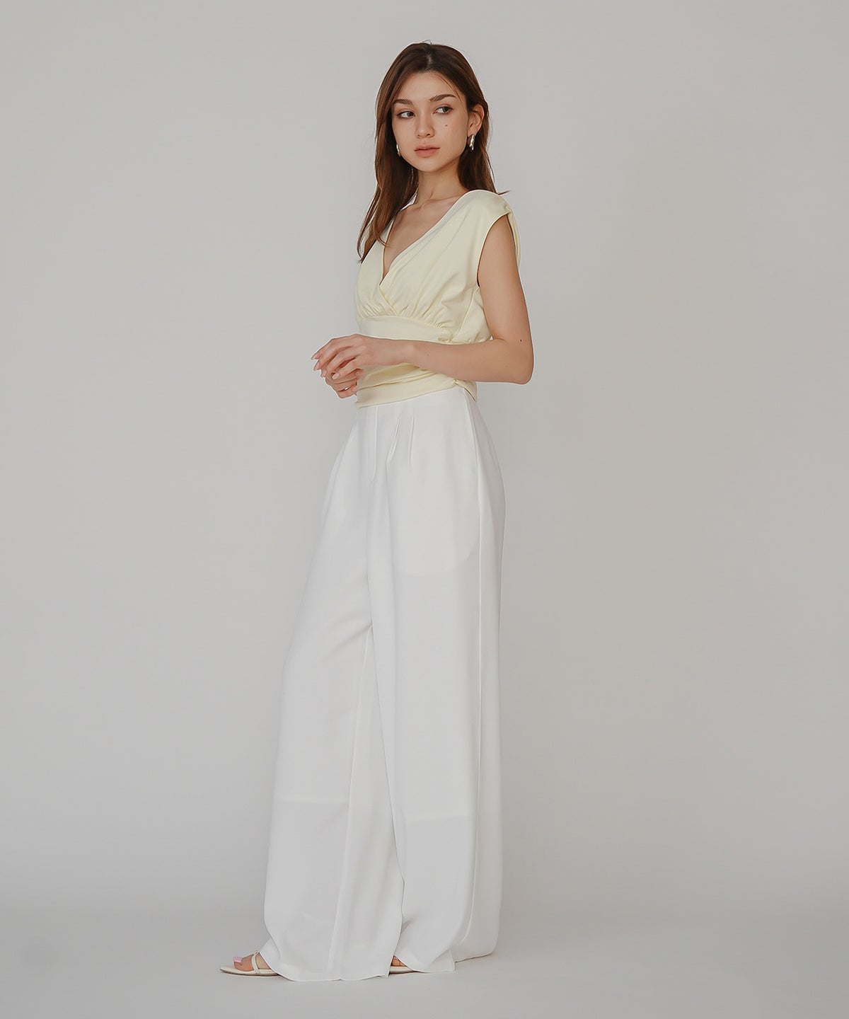ワイドパンツ ハイウエスト ベルト付き 美脚 通勤 モード きれいめ 韓国風 上品 ハイウエスト ダブルタック ベルト ワイドパンツ KINO THE KEI