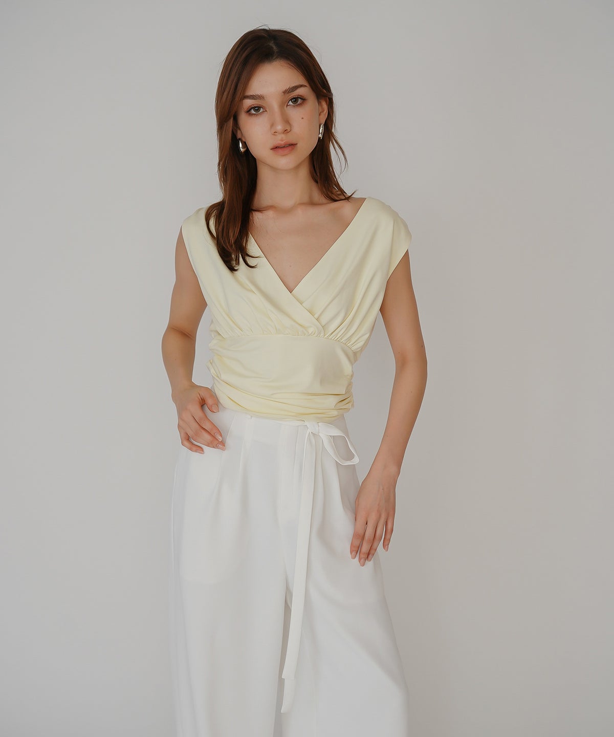 ワイドパンツ ハイウエスト ベルト付き 美脚 通勤 モード きれいめ 韓国風 上品 ハイウエスト ダブルタック ベルト ワイドパンツ KINO THE KEI