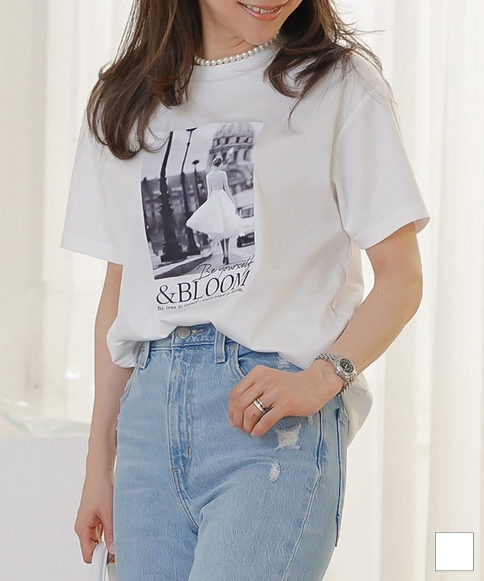 プリント Tシャツ （パリ風景フォト） ＆BLOOM（アンドブルーム）