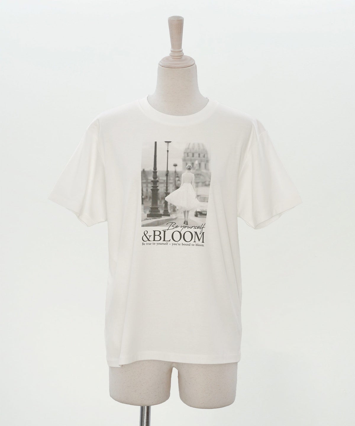 Tシャツ レディース ホワイト フォトプリント 接触冷感 ウォッシャブル 半袖 ジョイントスペース