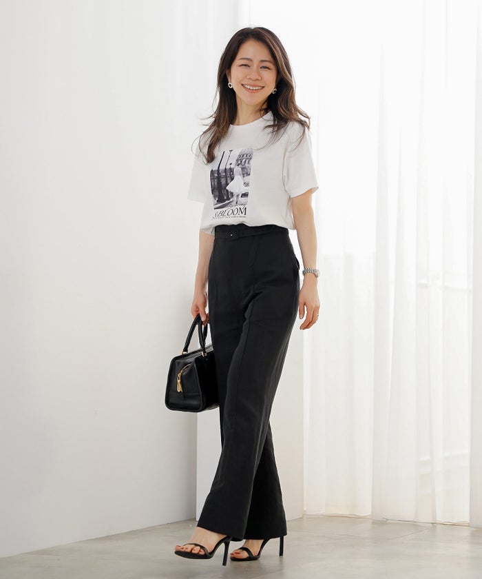 Tシャツ レディース ホワイト フォトプリント 接触冷感 ウォッシャブル 半袖 ジョイントスペース