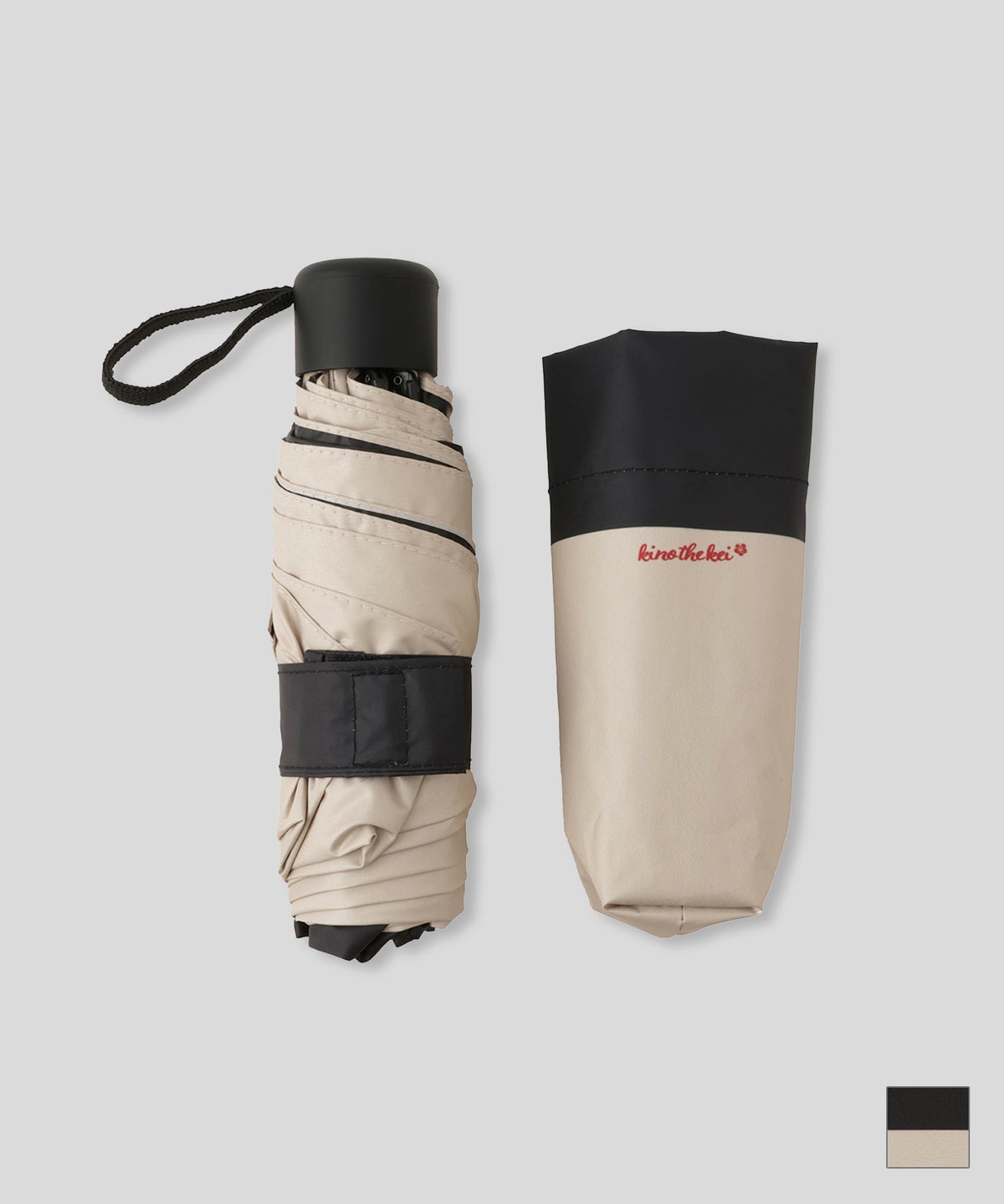 晴雨兼用 折り畳み傘 UV対策 日傘 軽量 コンパクト 通勤 旅行 上品 ［晴雨兼用］バイカラー ロゴポイント ハイビスカス アンブレラ KINO THE KEI